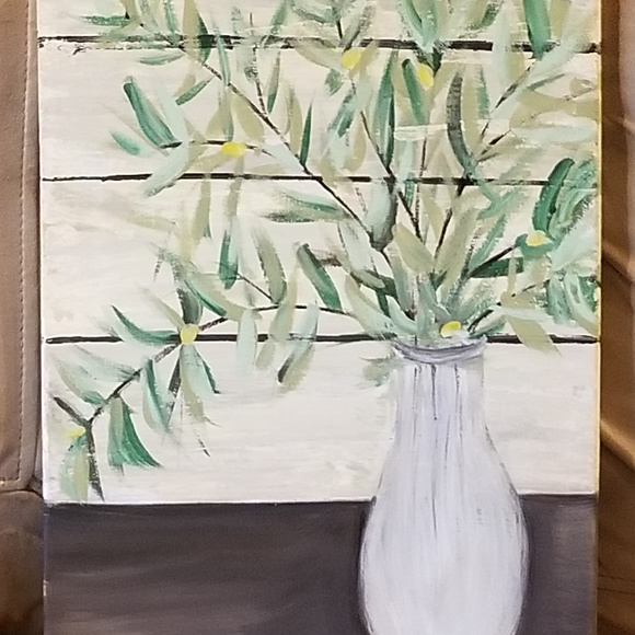 Original 12"x16" Acrylic Painting Olive Branches - Picture 2 of 5